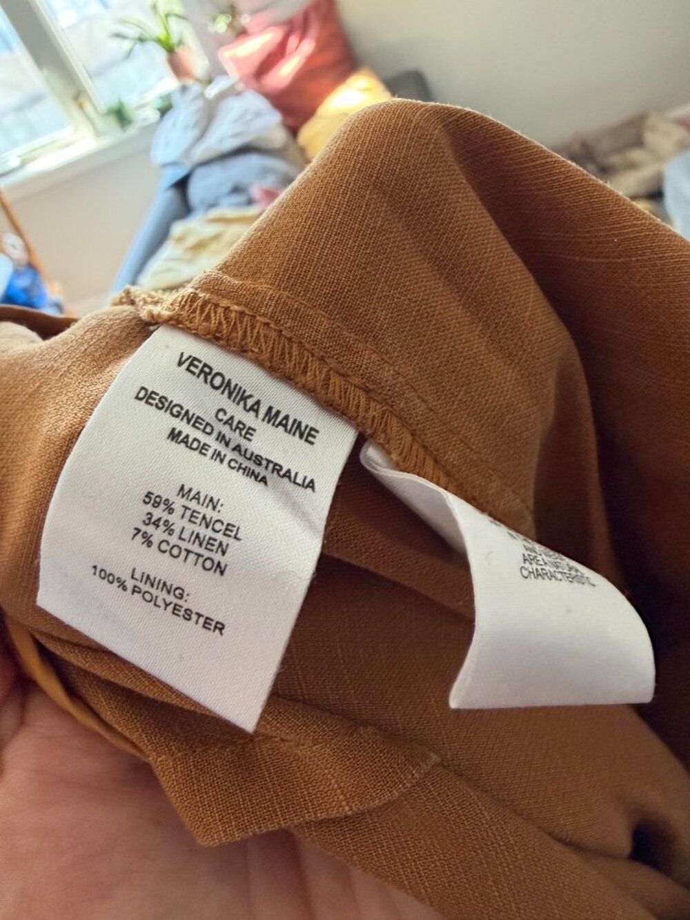 VERONIKA MAINE  Linen Blend Pleated Trouser Pants Size 10 - Picture 6 of 6